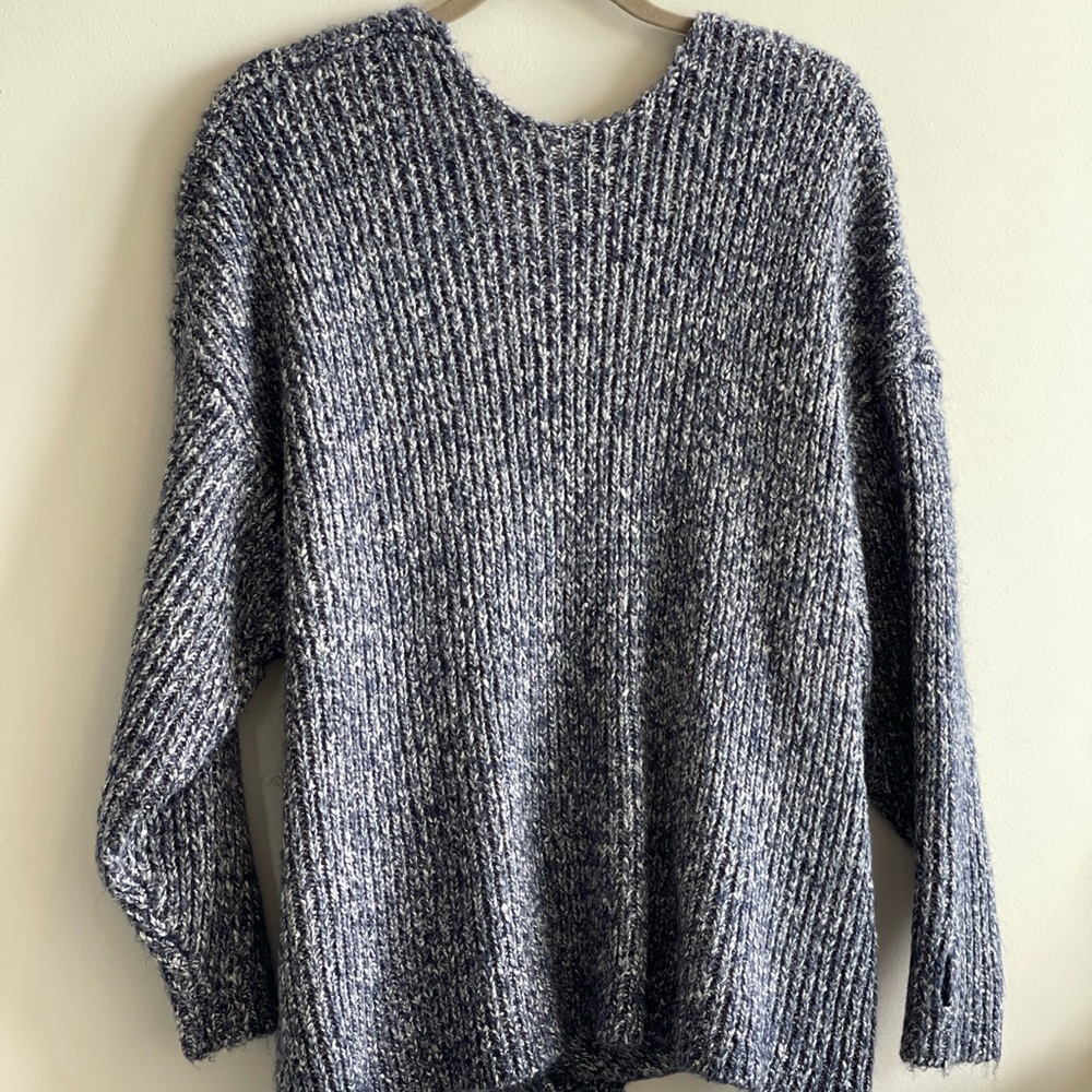 Wildfox sweater, backless, cross-cross, blue, women’s size M